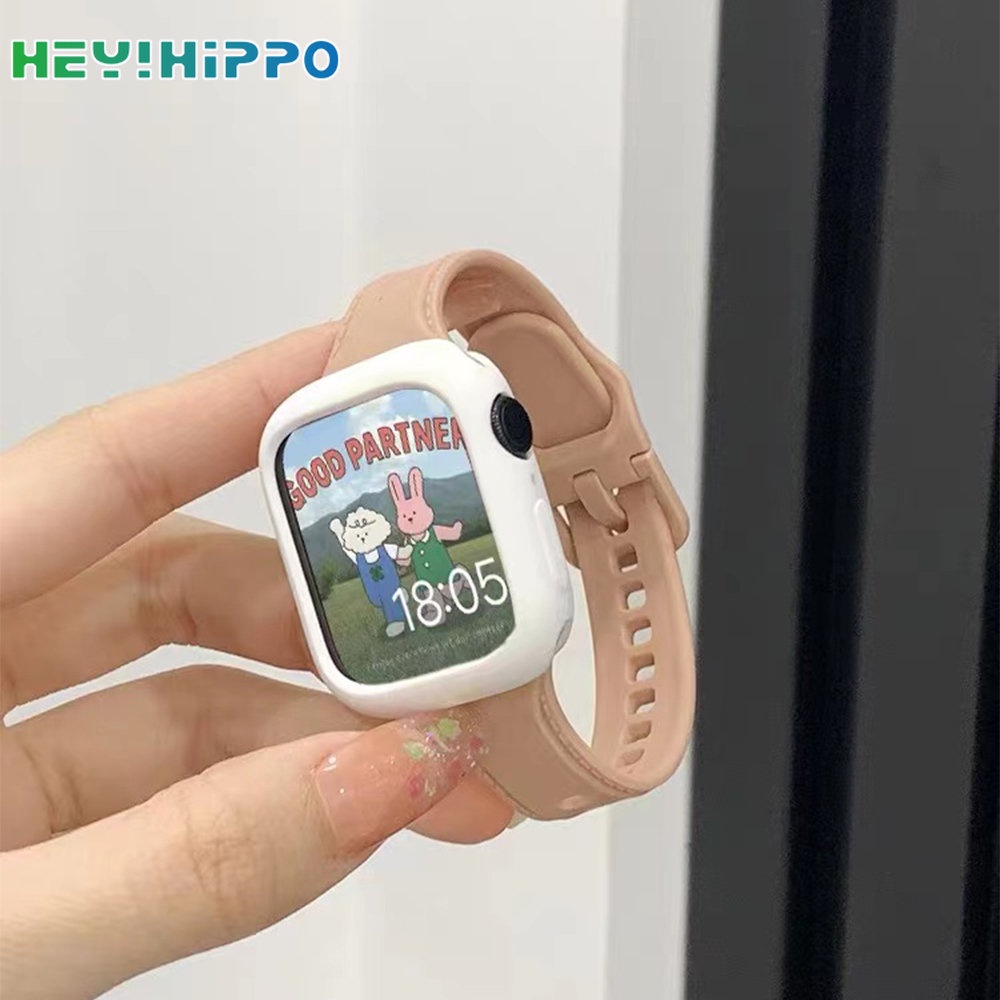 Dây Đeo Silicone Kèm Ốp Bảo Vệ Cho Đồng Hồ Thông Minh iwatch 45 / 44 / 42 / 41 / 40 / 38mm Series 8 7 6 SE 5 4 3