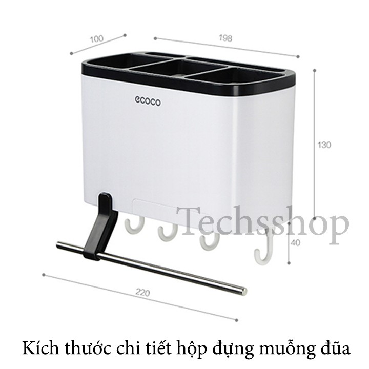 Kệ để muỗng đũa ecoco e1801 - kệ đựng đũa muỗng dán tường siêu dính - kệ nhà bếp để đồ có khay để điện thoại