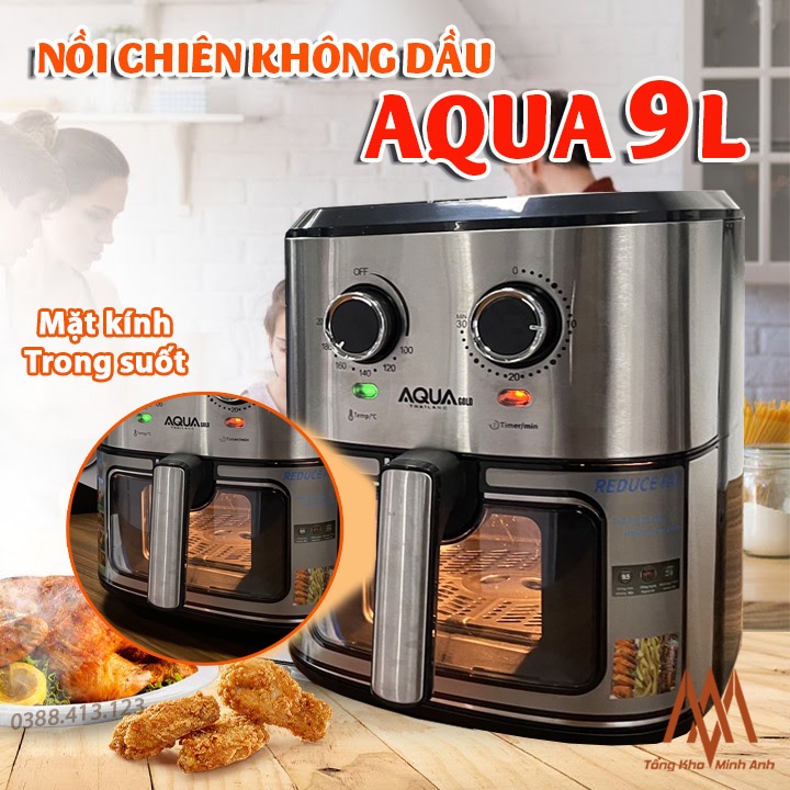 Nồi chiên không dầu Aqua Gold - Dung tích 9.5 lít - Công nghệ chiên đối lưu - Chống dính Ceramic cao cấp