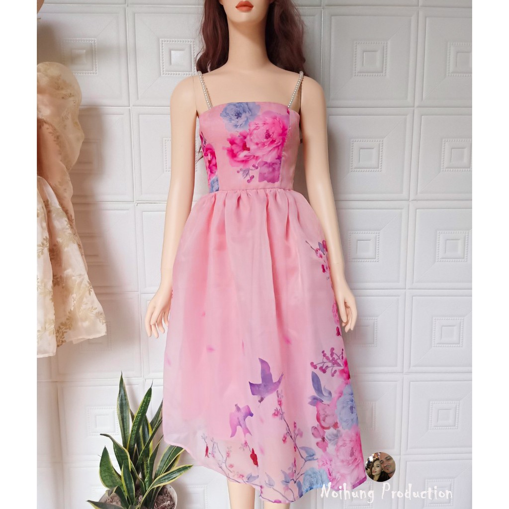 Váy đầm công chúa organza hoa maxi dáng xòe cúp ngực 2 dây bánh bèo đi tiệc sexy hotgirl teen trẻ trung s m