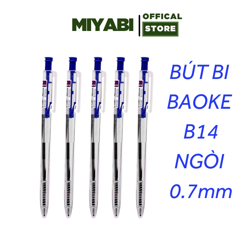 Bút bi xanh BAOKE B13 đầu bấm ngòi 1,0mm - Bút bi xanh cao cấp văn phòng phẩm - MIYABI STORE