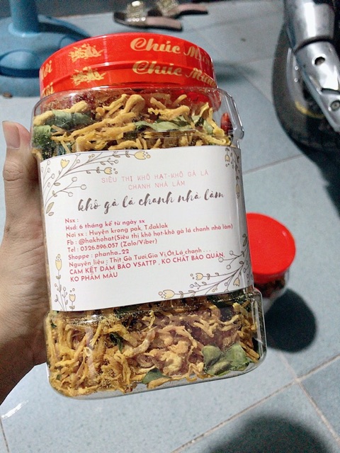 Khô gà lá chanh nhà làm-đồ ăn vặt siêu ngon-đảm bảo chất lượng (1hộp/500gr) | BigBuy360 - bigbuy360.vn