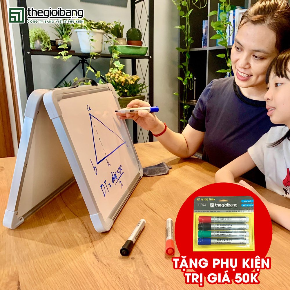 Bảng Từ Trắng 2 Mặt Kidmate - 2 Kích Ngang 30x40cm, Dọc 40x30cm - Bảng Viết Cho Bé
