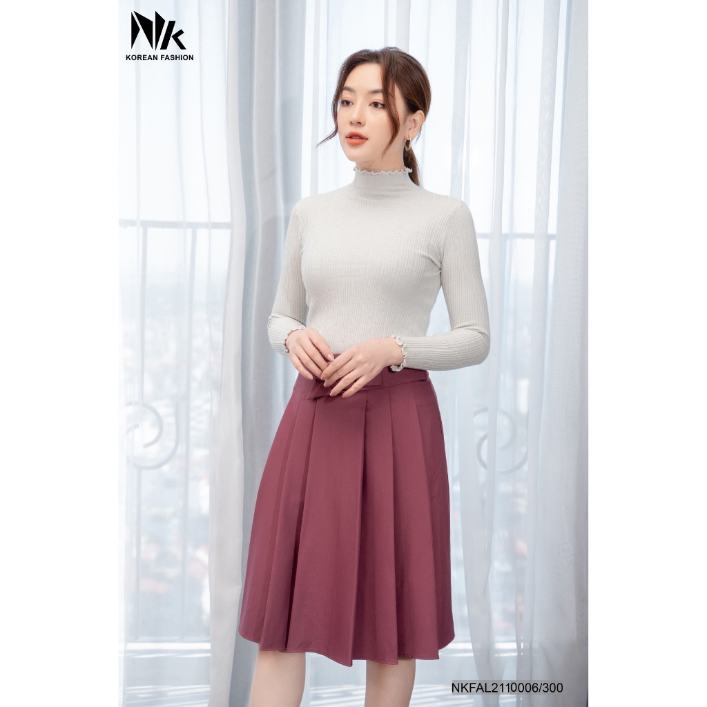 Áo Len Tăm Nữ Cổ Bèo NK Fashion Thiết Kế Dài Tay Cách Điệu, Kiểu Dáng Basic Trẻ Trung NKFAL2110006