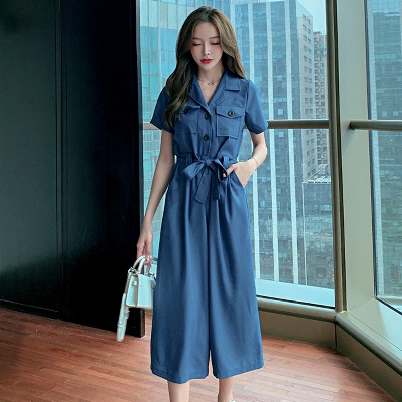 Jumpsuit oversized cỡ đại che bụng giấu dáng thanh lịch phong cách Anh Ullzang Hàn Quốc bigsize đi làm áo liền quần