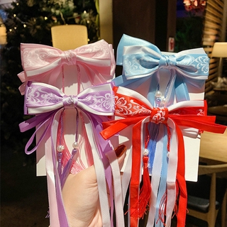 Kẹp Tóc Hình Nơ Phối Tua Rua Dài Phong Cách Cổ Điển Cho Nữ