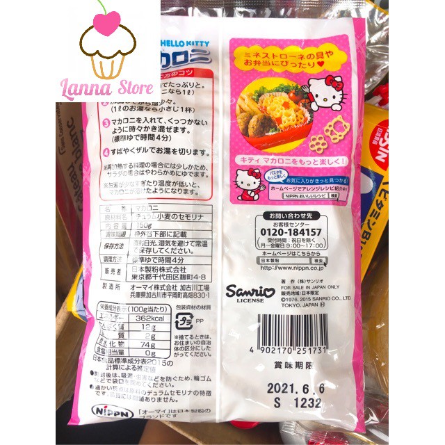 Nui HELLO KITTY Gói 150g - Nhật Bản