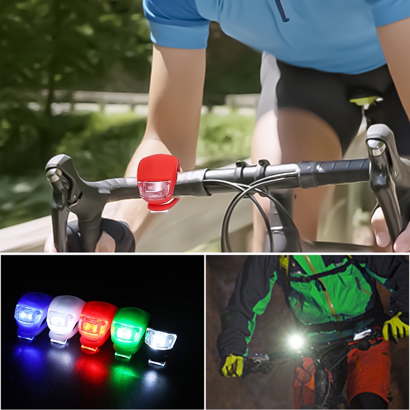 Đèn LED Silicone 3 Chế Độ Gắn Tay Lái Xe Đạp Kèm Pin