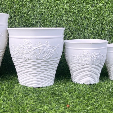 (11x11cm) Chậu nhựa cứng giả sứ cao cấp lục giác nho LGN110_Chậu nhựa để bàn trồng hoa cẩy kiểng cực đẹp