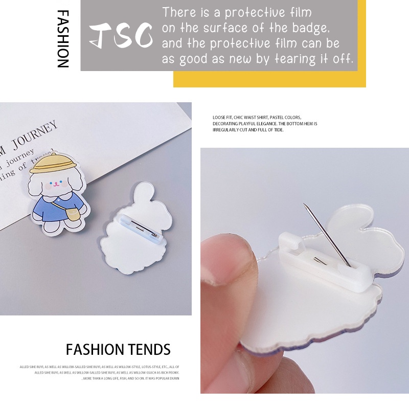 Bộ 4 Huy Hiệu Cài Áo / Túi Xách Bằng Acrylic Họa Tiết Hoạt Hình Phong Cách Nhật Bản Dễ Thương