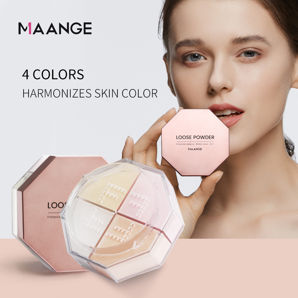 Phấn phủ dạng bột MAANGE 88g 4 màu siêu mịn kiềm dầu màu sắc tự nhiên | BigBuy360 - bigbuy360.vn