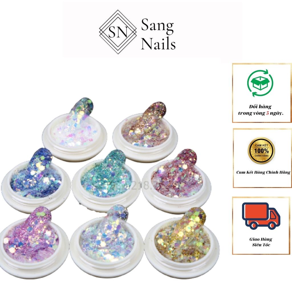 Set nhũ vảy cá  kim tuyến 8 màu trang trí ẩn đẹp phong cách hàn nhật.