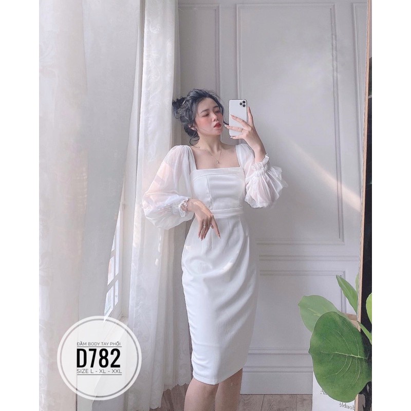 Bigsize Đầm body tay phối D782