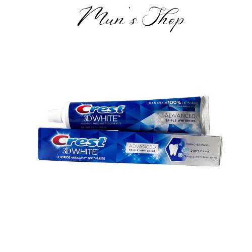 Kem đánh răng thơm miệng CREST Mỹ 3D White Fluoride Anticavity Toothpaste - Kem đánh răng làm trắng răng 158g