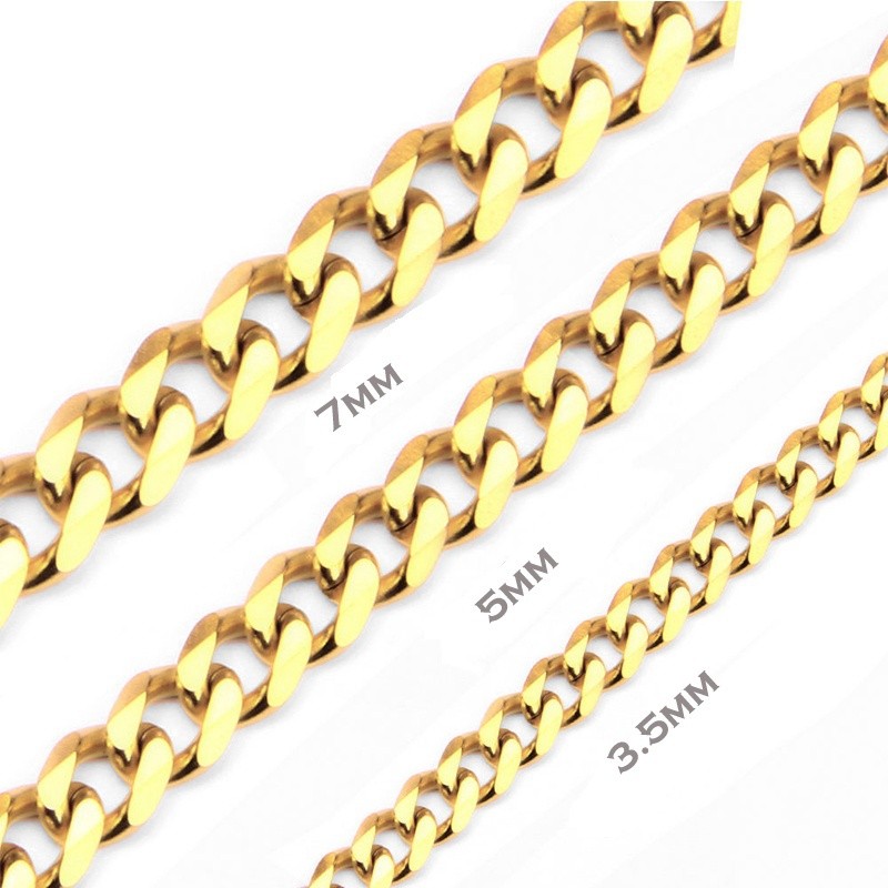 Mới Dây Xích Mạ Vàng 18k 3.5 / 5 / 7mm Cho Nam