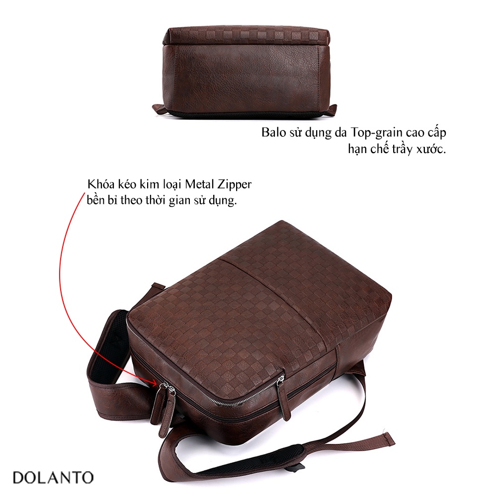 Balo Đi Học Da Thật TARTAN Chống Nước Cao Cấp Thời Trang Rẻ Đẹp Nhẹ Da Đen Đựng Laptop Đi Chơi Du Lịch Nam Nữ DOLANTO