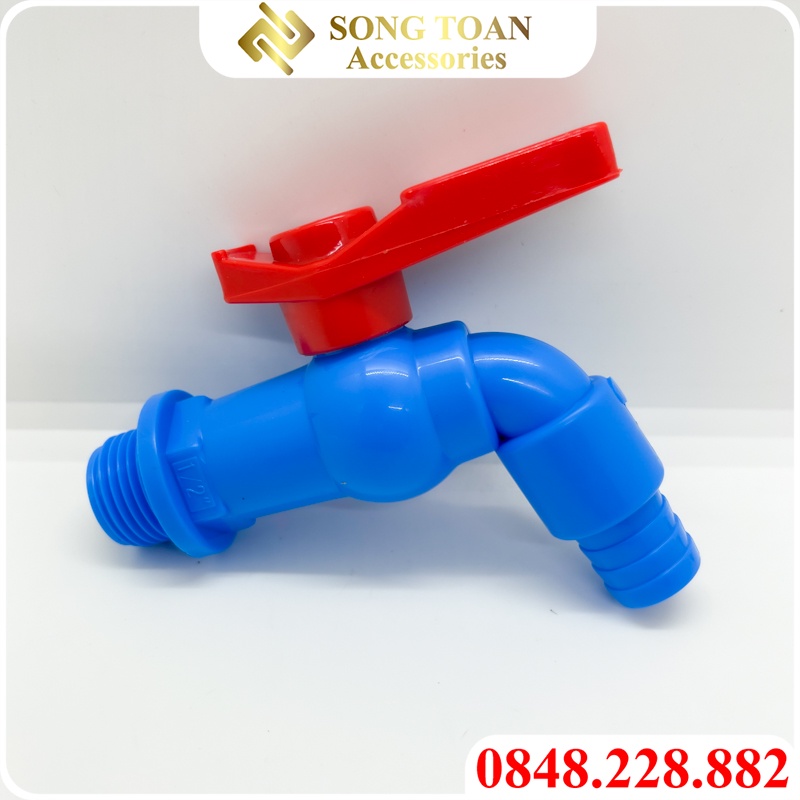 Vòi Xả Nước & Tay Gạt Khóa Gạt 2 Chiều 180 độ - Có Đầu Nối Dễ Gắn Dây Dẫn Nước - Chất Liệu Nhựa Ren 21 27 Thông Dụng