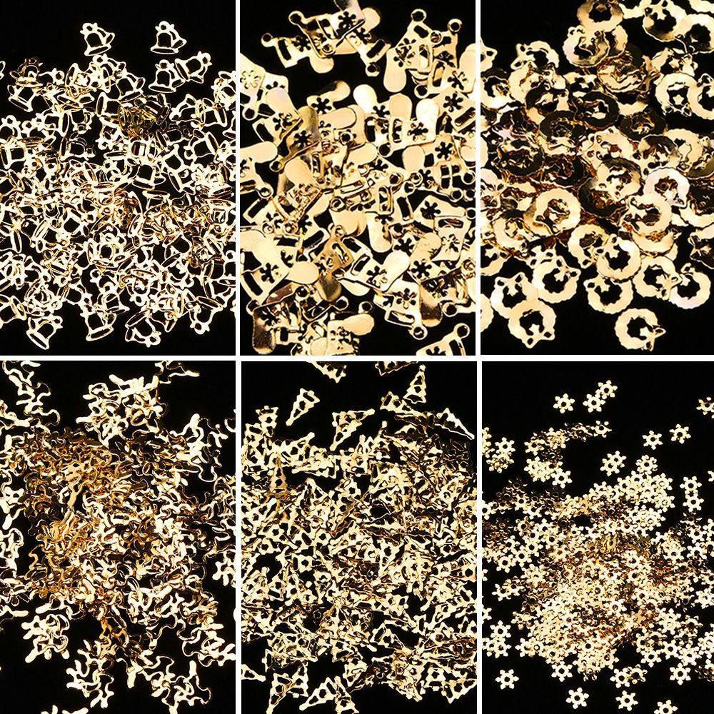 Miếng Dán Trang Trí Móng Tay Chủ Đề Giáng Sinh|Phụ Kiện Trang Trí Móng Tay Hình Chuông Kim Loại Lấp Lánh