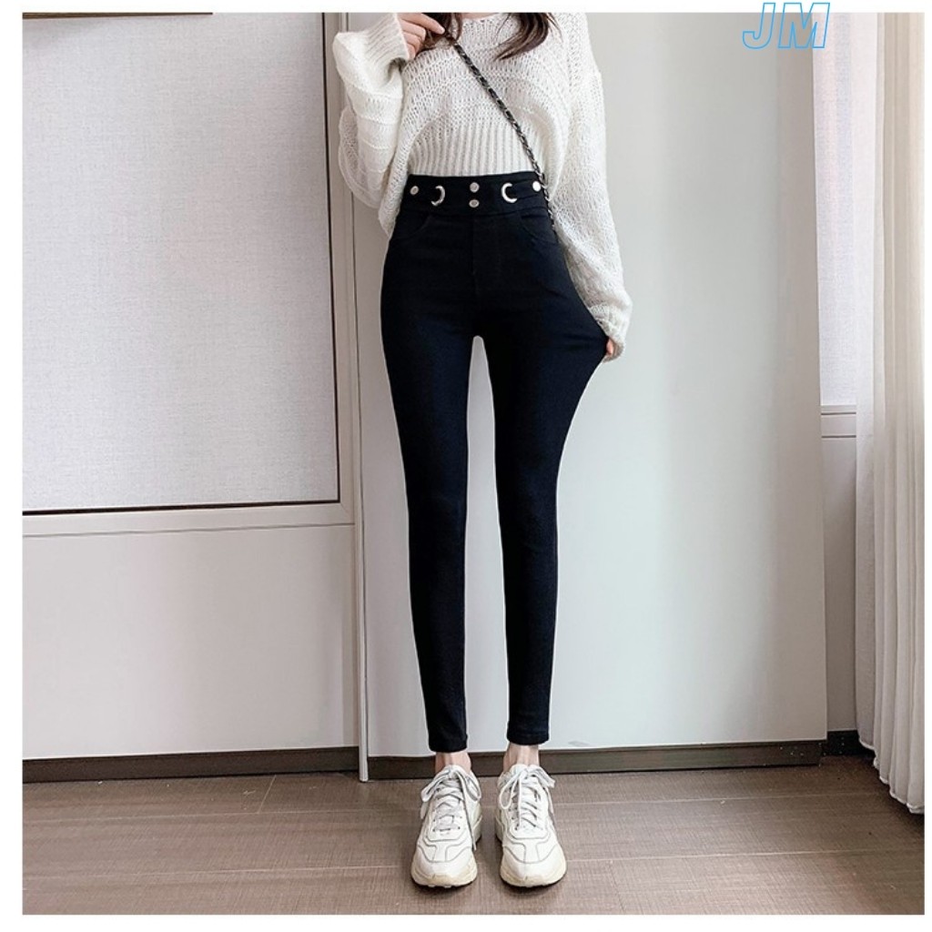 Quần jean Nữ Chất bò AD509JM Quần Bò Nữ Đen Trơn Lưng Siêu Cao Tôn Dáng Chuẩn Skinny (SIZE26 -  30)