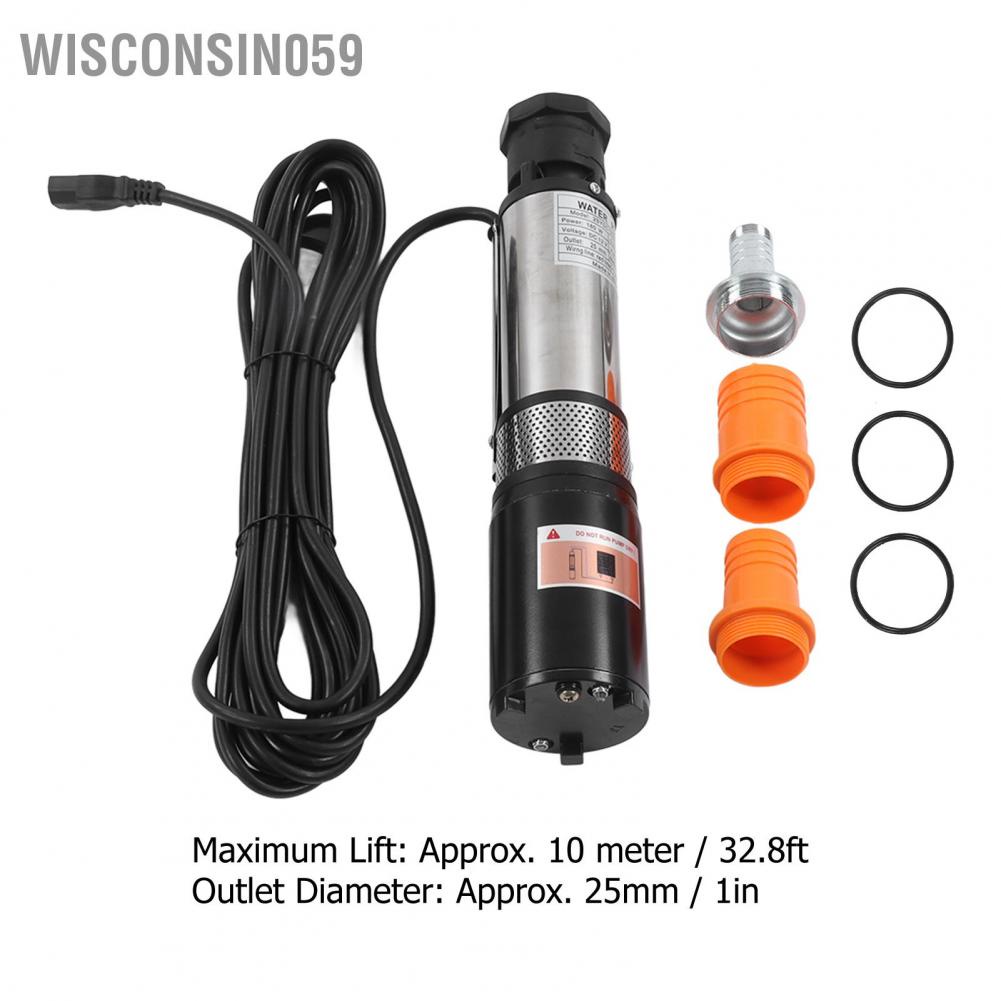 [Hàng Sẵn] Máy bơm nước năng lượng mặt trời DC 12V Động cơ dây đồng Cao nâng bằng thép không gỉ Giếng chìm 180W 【Wisconsin059】