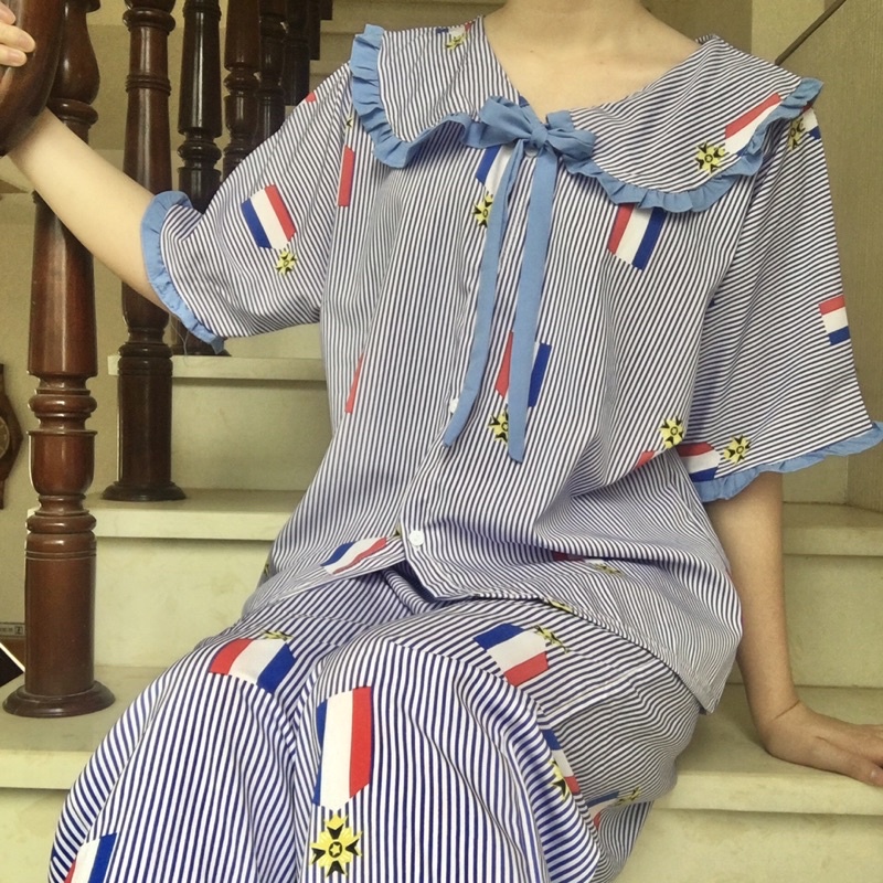 Bộ đồ ngủ Pijama Ngắn Tay Quần Dài Họa Tiết Dễ Thương Siêu Xinh Mặc Nhà Thoải Mái Rộng Rãi Thoáng Mát Mango Lụa Hàn | BigBuy360 - bigbuy360.vn