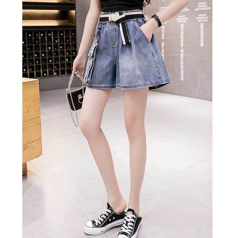 Quần Short Jeans Lưng Cao Ống Rộng Phong Cách Vintage Thời Trang Cho Nữ