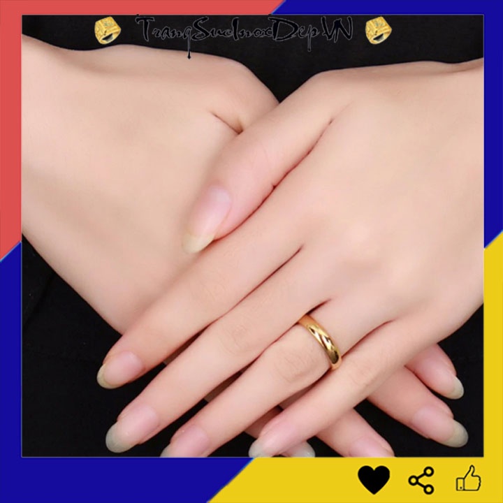 Nhẫn inox mạ vàng bảng mo tròn bản 4mm, khắc tên theo yêu cầu - Tặng hộp đựng xinh xắn