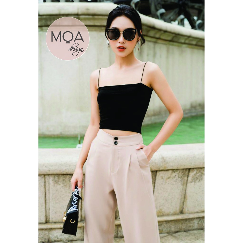 Áo 2 dây cotton crop bản ngang dây bún hàng đẹp mặc vest lót trong kín đáo giá rẻ chất mát co giãn