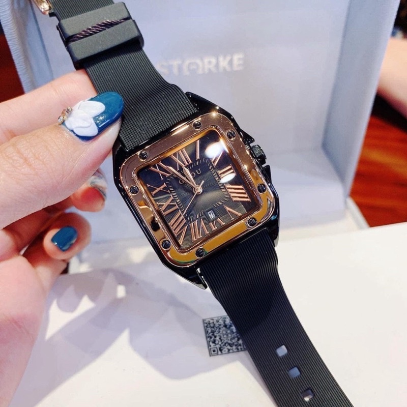 Đồng hồ guou nữ mặt vuông dây silicon sang trọng, bảo hành 12 tháng | BigBuy360 - bigbuy360.vn