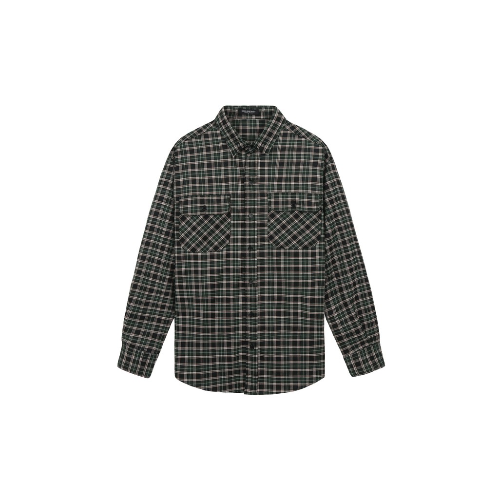 Áo Sơ Mi Flannel Màu Đen Sọc Xanh Lá
