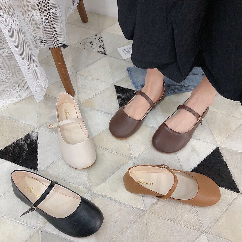 (ORDER) Giày búp bê mũi tròn cài quai ngang kiểu dáng hàn quốc (có ảnh thật ở cuối) | BigBuy360 - bigbuy360.vn