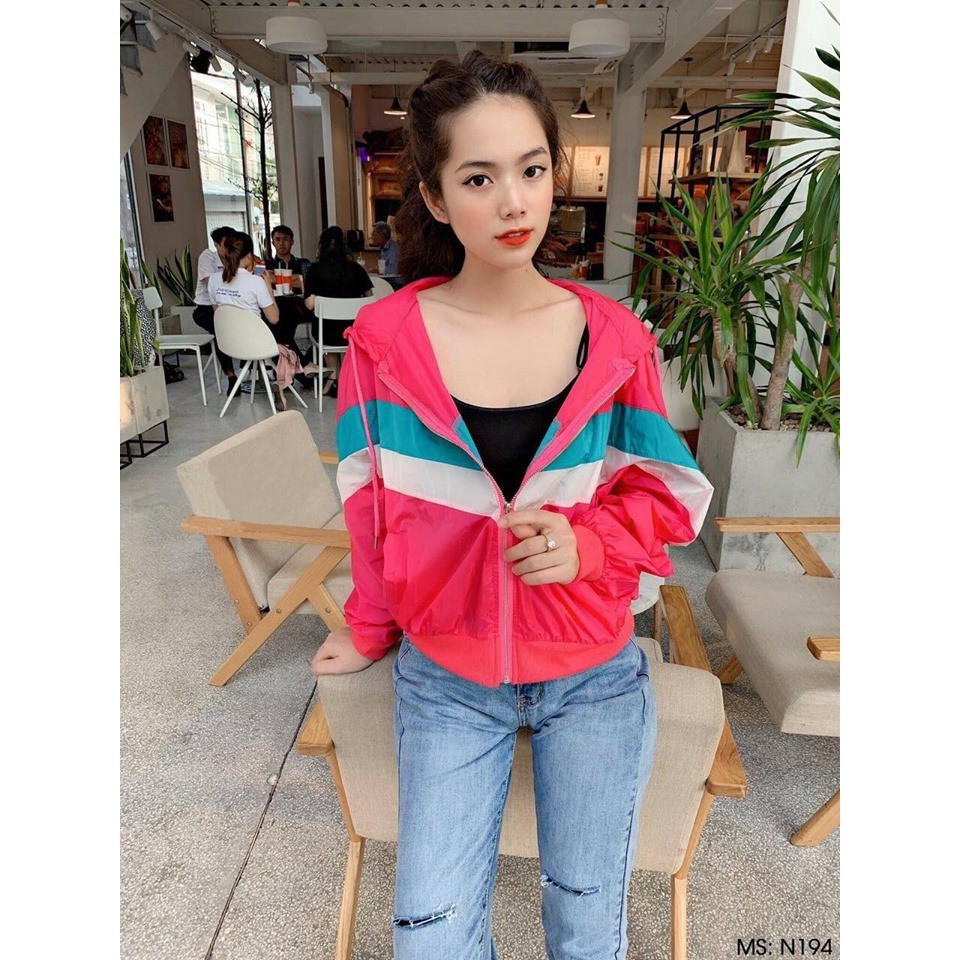 ÁO KHOÁT DÙ NỮ PHỐI MÀU ÁO THỜI TRANG NĂNG ĐỘNG