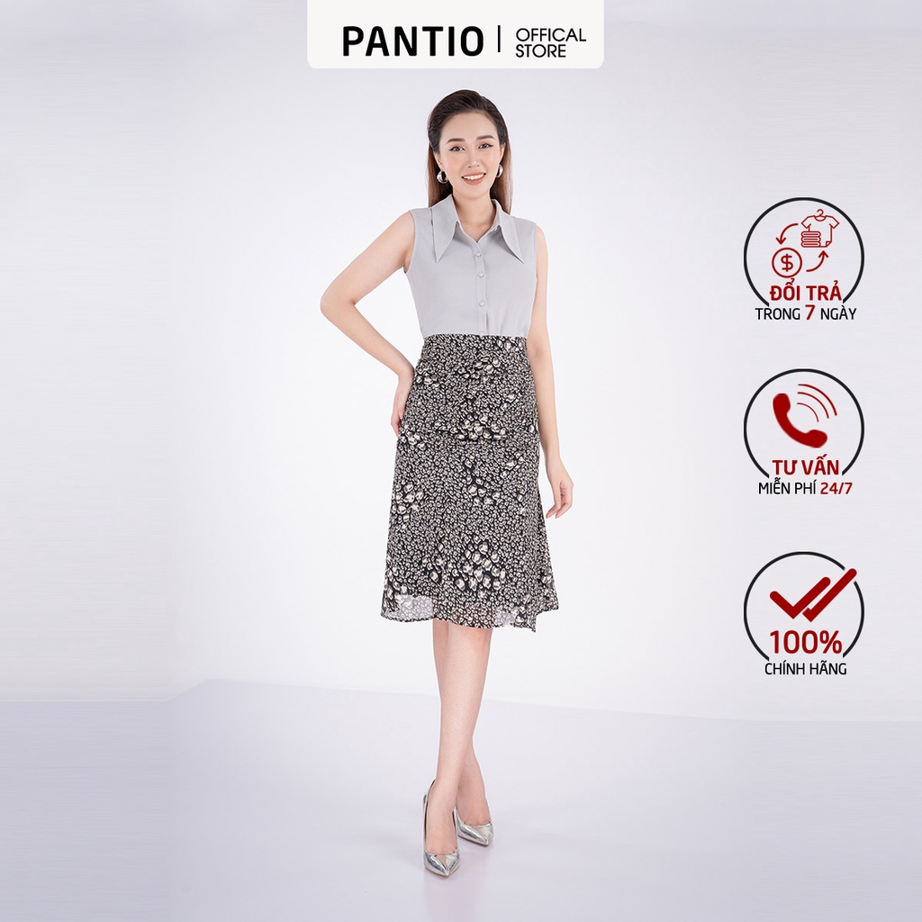 Áo sơ mi chất liệu lụa cát cổ sơ mi không tay dáng suông FAS52048 - PANTIO