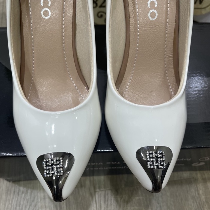 GIÀY CAO GÓT MŨI THẬP CAO 8 PHÂN MÀU TRẮNG -