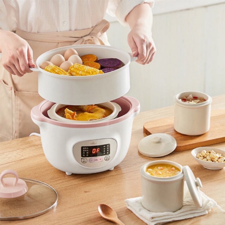 [Bảo Hành 12 Tháng] Nồi Nấu Chậm 0,8L Bear Chính Hãng, Nấu Cháo, Hầm, Hấp, Chưng Yến Bản Quốc Tế - SUBE001
