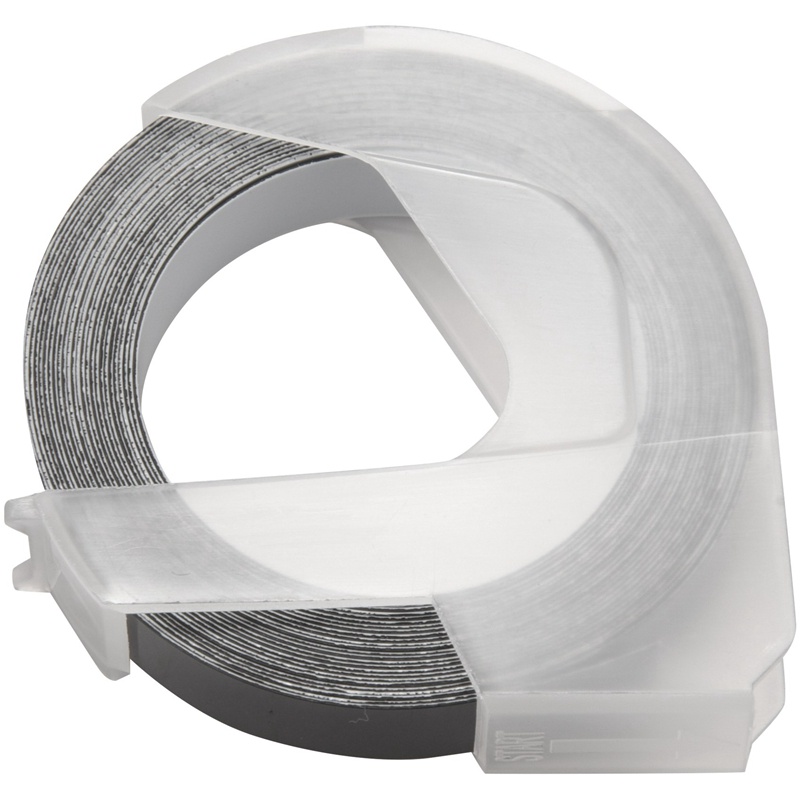6 Cuộn Băng Dập Nổi 3D Bằng Nhựa Trắng Trên Nền Đen 9Mmx3M Cho Máy In Nhãn Dymo