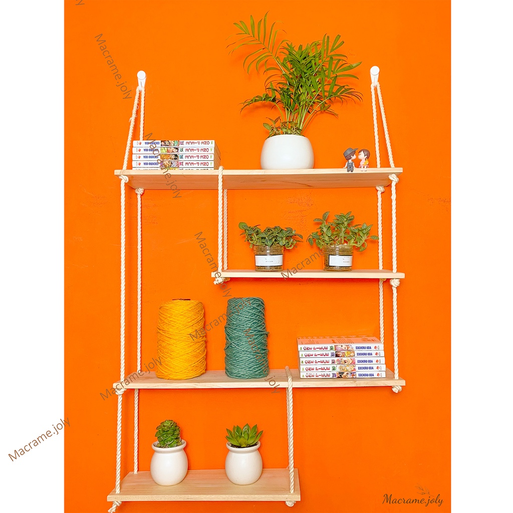 Kệ Treo Tường, Kệ Trang Trí Macrame.joly 4 Tầng Sole Hanmade