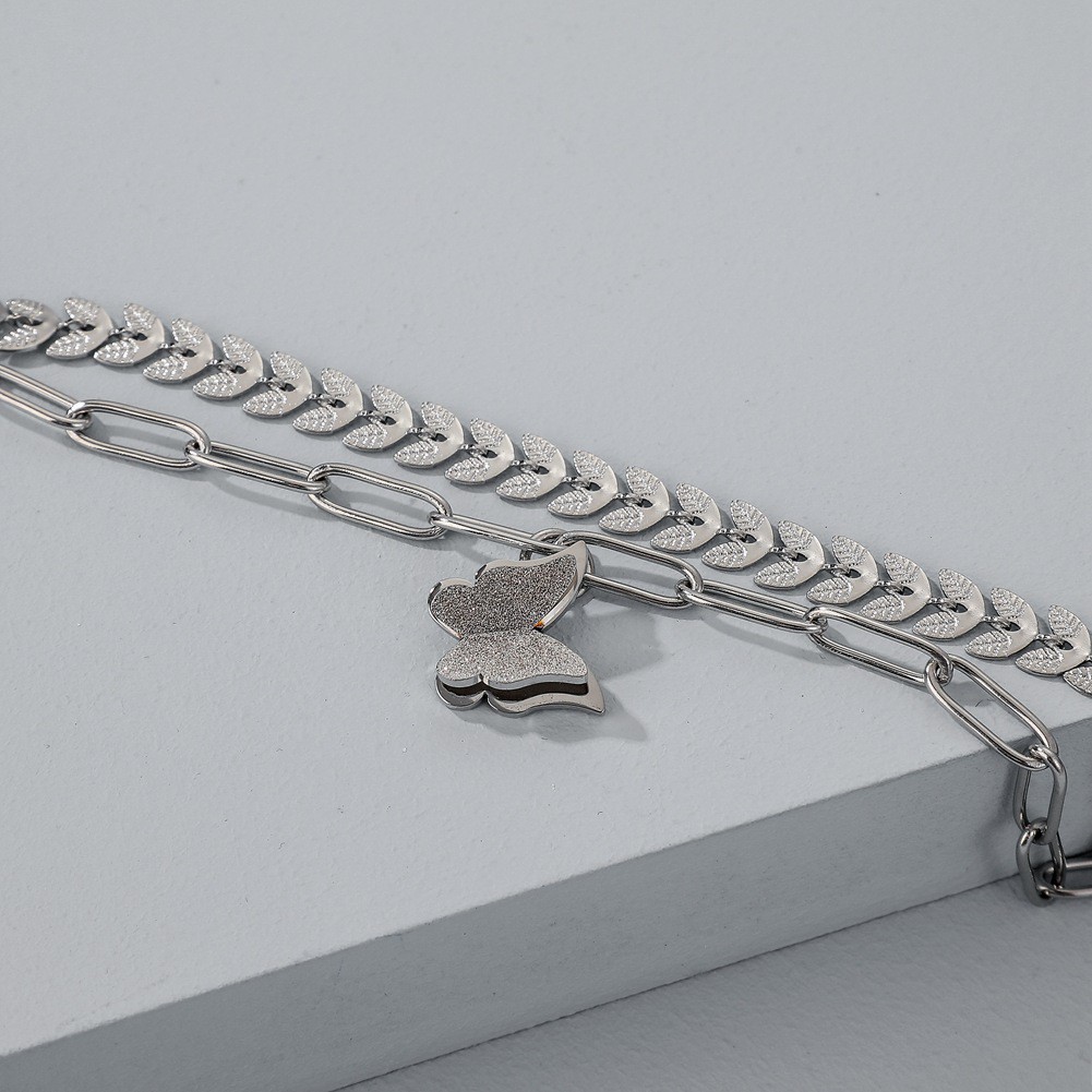 Vòng Tay Kim Loại Mặt Hình Bướm Phong Cách Hip Hop Hàn Quốc