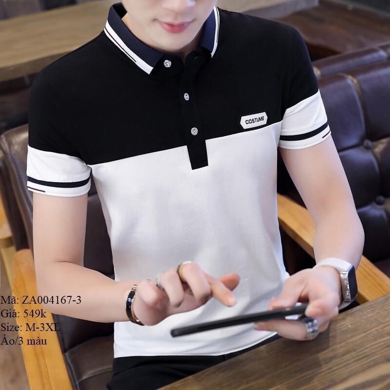 Áo thun nam có cổ màu đen, ngắn tay phong cách hàn quốc MURADFASHION MS2088