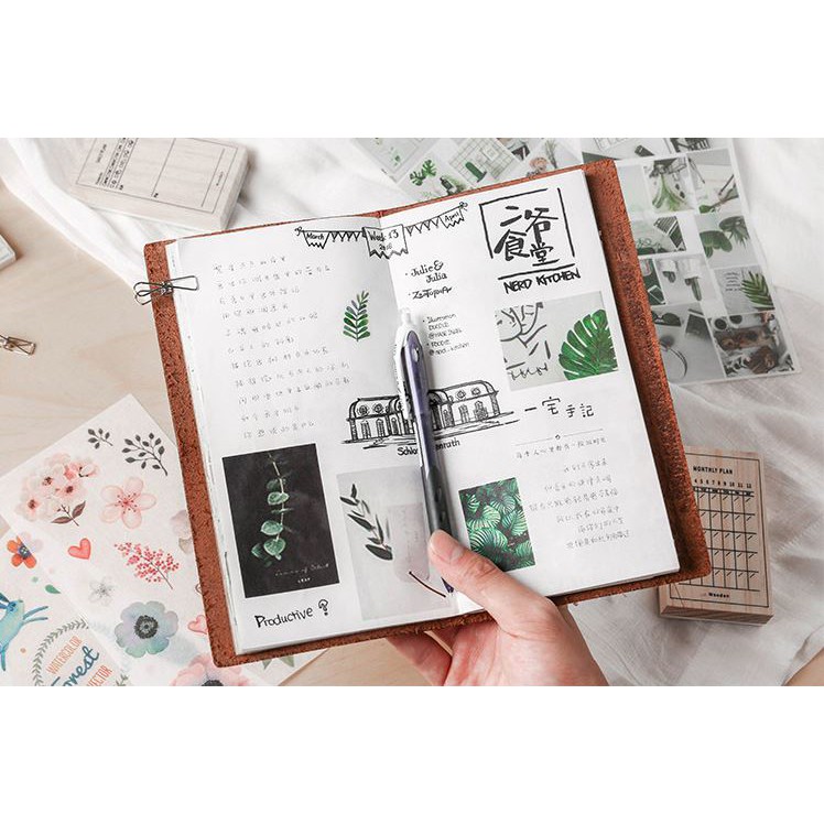Bộ 3 tấm sticker nhãn dán lá cây