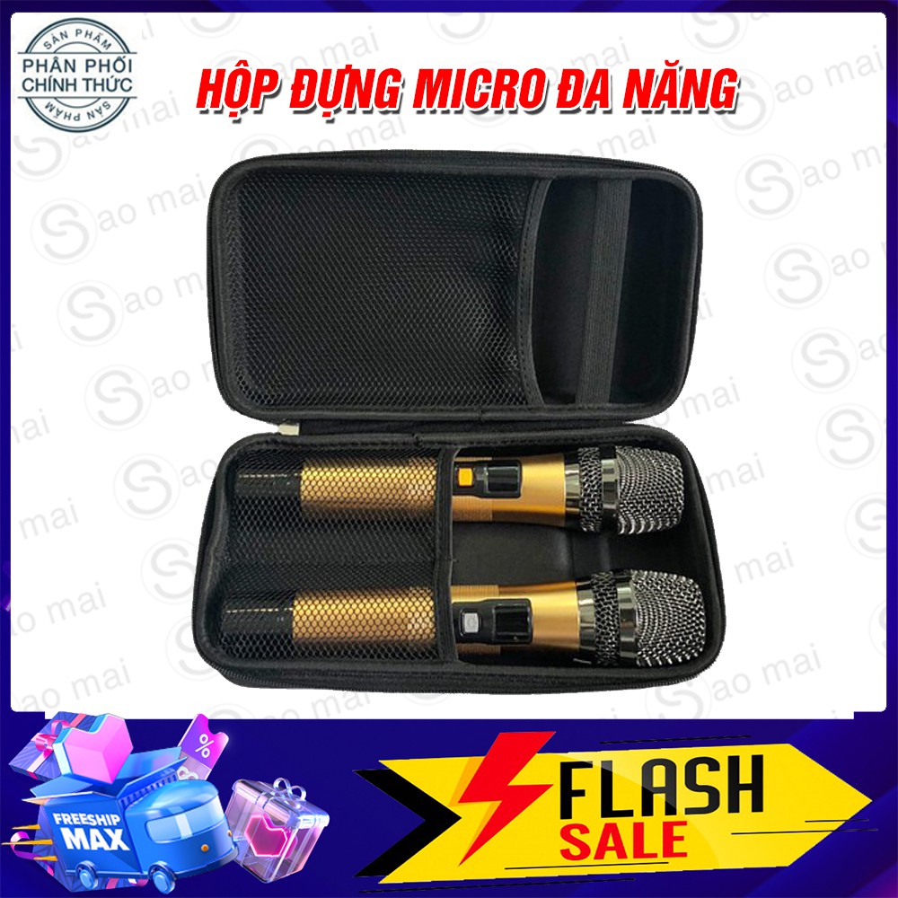 Hộp đựng 2 micro không dây đa năng, bao nỉ có khóa.