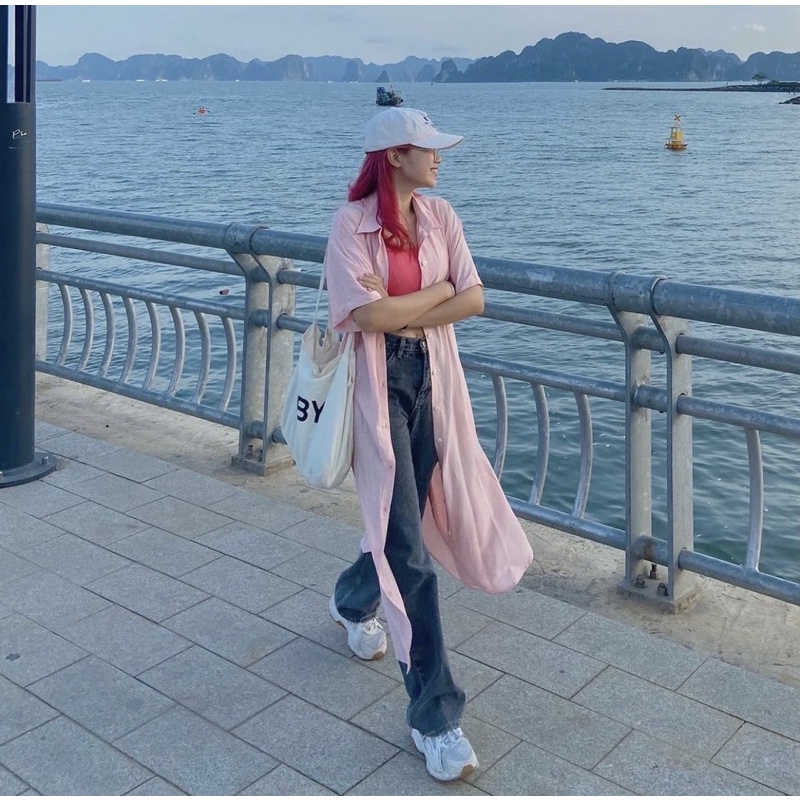 ĐẦM SƠMI TAY NGẮN SUÔNG FABRI DRESS thiết kế form rộng oversize tone màu trơn basic style ullzang hàn quốc