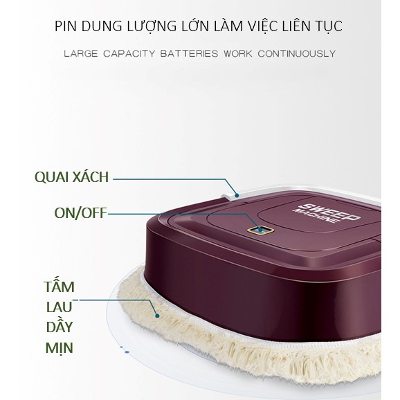 Lau Sàn Nhà [Rẻ Vô Đối] [Video thật] Sweep Machine Máy Tự Động Cao Cấp, Thông Minh, Rảnh tay, Yên Lặng, Sạch Nhà Đón Tết