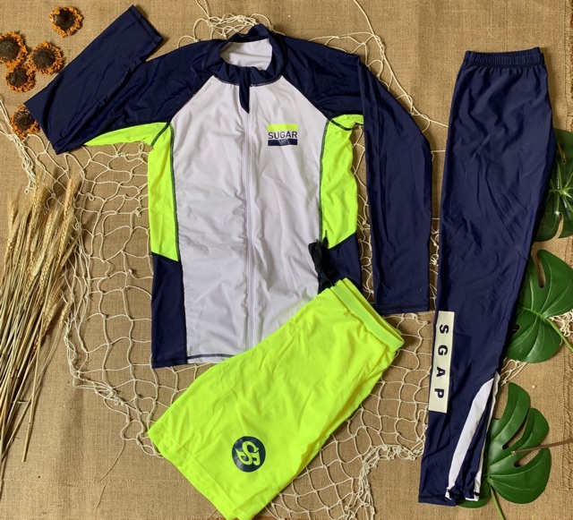 Đồ bơi đôi nam nữ tay dài quần dài phối màu neon [ẢNH THẬT] | BigBuy360 - bigbuy360.vn