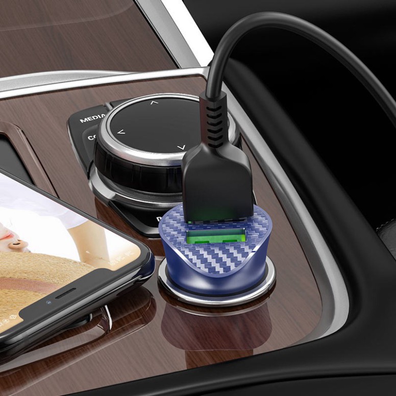 [Hàng chính hãng] Tẩu sạc xe hơi ô tô HOCO Z39 2 cổng USB QC 3.0 Dành cho điện thoại iPhone iP Xiaomi Huawei Samsung