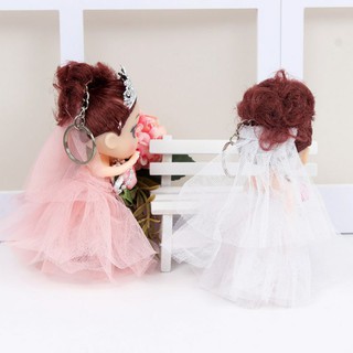Móc khóa búp bê cô dâu chibi đội vương miện 12cm