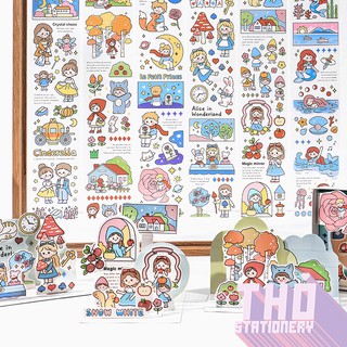 Sticker cute set 2 tấm hình dán dễ thương miếng dán công chúa trang trí sổ planner bullet journal dụng cụ dán UPON TIME