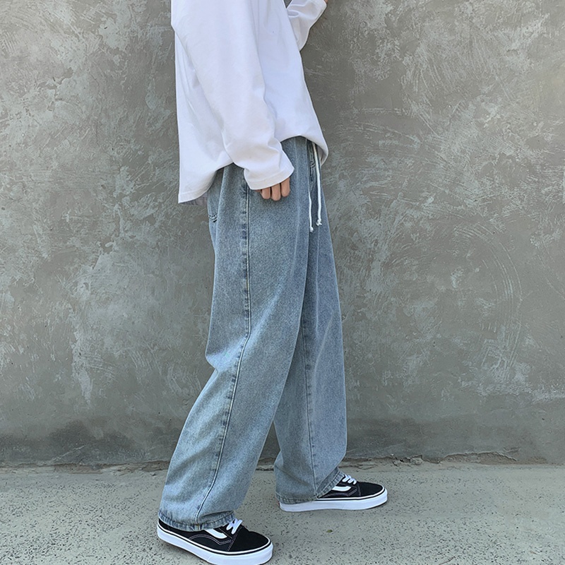S1 Quần jean Baggy nam, nữ ống suông, rộng- quan bò trơn phom rông | BigBuy360 - bigbuy360.vn