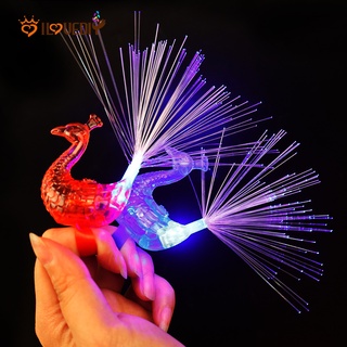 Đèn ngón tay con công phát sáng trong bóng tối Đèn LED nhấp nháy / Đèn sợi quang mở con công / Đồ chơi trẻ em