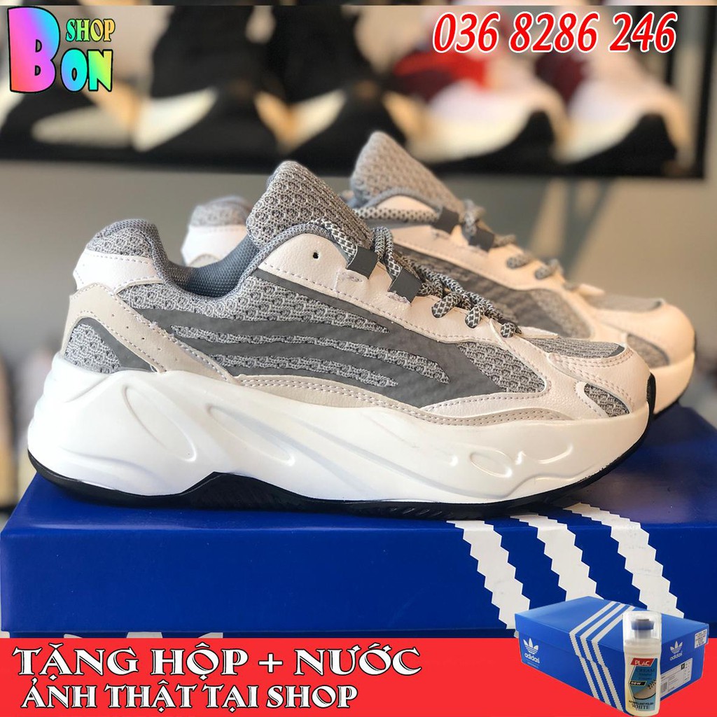 Giày Sneaker YZ 700 Trắng Phản Quang Size Nam Nữ Tặng Kèm